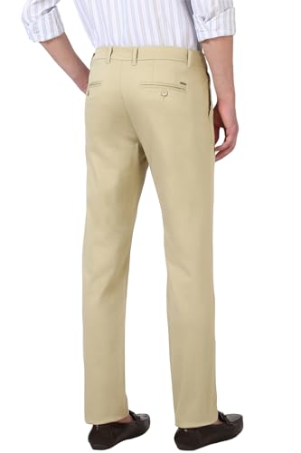 Image of Peter England Men's Straight Fit Mid Rise Chino Casual Trouser with Premium Dobby