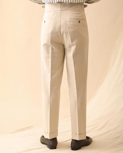 Vintage Men's Cotton Casual Pants Relaxed Fit Trousers Twill Dress Pants3
