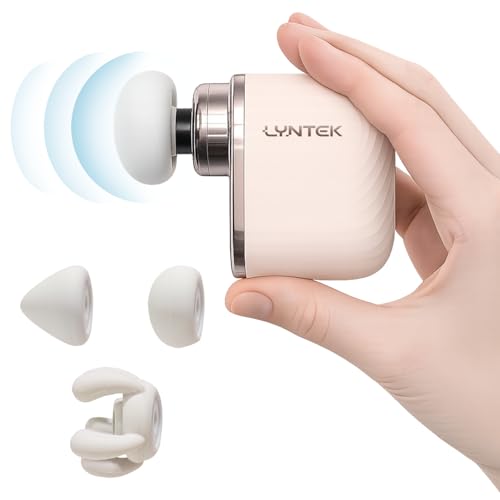 LYNTEK Mini Massage Gun - Small Handheld Muscle Massager with Percussion Deep Tissue 5 Adjustable Vibration Frequency & 3 Interchangeable Heads - Portable Pocket Massage Gun for Gym Travel Office