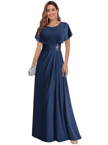 Scoop Neck Chiffon Mother of The Bride Dresses for Women Long Beaded Formal Evening Gown4