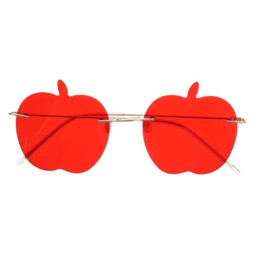 Beavorty 1Pc Apple Shaped Frameless Sunglasses for Parties Cosplay and Photography Chic Red Fashion Accessory for Women for Christmas and Carnival Celebrations