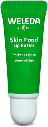 WELEDA Bio Skin Food Lip Butter Lippenpflege - Naturkosmetik Pflege Lippenbalsam Soforthilfe für spröde & trockene Lippen. Nachhaltiger Lippenstift mit Bienenwachs, Lanolin & Sonnenblumen Öl (1x 8ml)