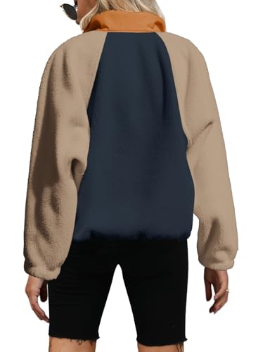 Yanekop Womens Fuzzy Fleece Pullover Sherpa Sweatshirt Long Sleeve Button Down Sweater Winter Fleece Jacket with Pockets2