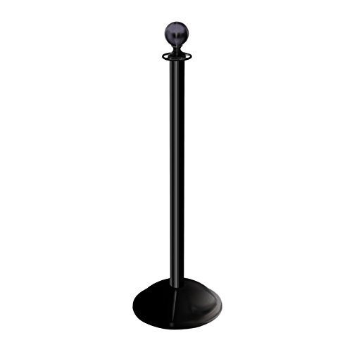 Get Special Price ComeAlong Crowd Control Stanchion Brushed Black Rope Post, Ball Top with Dome Base (Pack of 2)