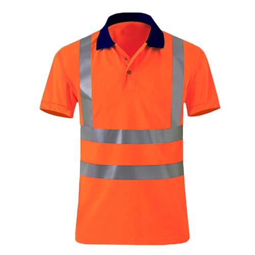 T-shirt haute visibilité pour homme à bandes réfléchissantes et boutons de sécurité pour chantier