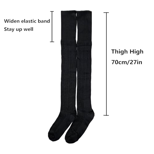 Bestjybt Women Extra Long Thigh High Socks Cotton Knit Over Knee Socks Warm Thick Leg Warmer Boot Stockings3