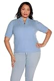 Casual Tops for Women Plus Size Knit Pullover Top Quarter Zip Cuffed Sleeves