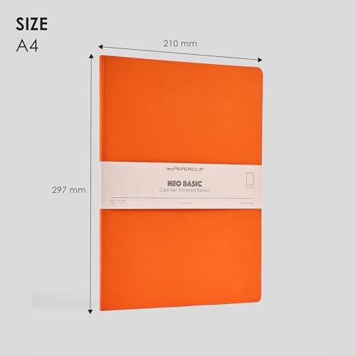Image of myPAPERCLIP NeoBasic A4 Unruled Notebook | 160 Pages, 80 GSM, 250 GSM Soft Cover, A4 (8.27 x 11.69 in) | Orange