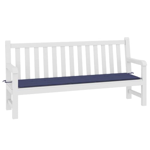 Coussin de banc de jardin bleu marine 200x50x4 cm tissu Oxford avec cordes - 4