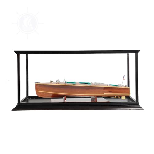 Old Modern Handicrafts Chris Craft Triple Cockpit with Display Case - 100% Handcrafted from Mahogany with Intricate Detailing - 37.5 x 14x15 inches