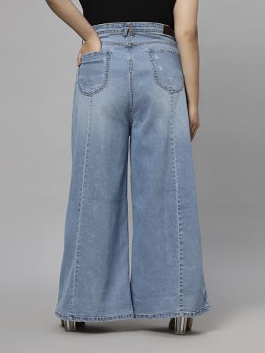 Image of TURNING BLUE Extra Wide High Rise Stretchable Plus Size Jeans for Women