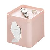 iDesign Cade Facial Tissue Box Cover, Boutique Box Bathroom Holder for Vanity, Countertops, Desk, Office, Dorm - Matte Blush