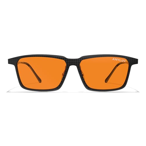 Image of ANYLUV Blue Light Glasses Men, Stylish Square Carbon Fiber Eyewear, Anti Eyestrain, Lightweight Mens Computer Gaming Glasses