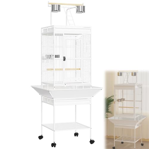 65 Inch Grande Jaula para Pájaros con Jugar Top, Jaula para Canarios Interior con Ruedas Jaula De Aves para Loro, Periquito