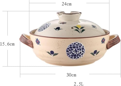 Olla de barro japonesa de 2 litros con tapa para estofados y sopa 6