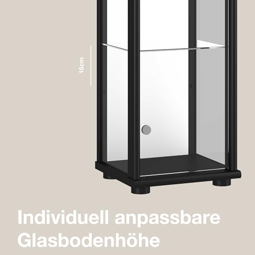 Vitrine K-Möbel Stand 176x37x33 cm mit Glasböden und LED-Beleuchtung