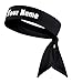 B3 U ATHLETICS Custom Personalized Name Head Moisture Wicking Stretch Tie Headband - You Choose Color and Font Colors White Black Red Blue Yellow Orange Green Purple Pink Grey (Black Headband)