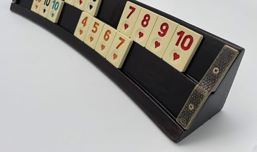 Star-Premium handgefertigtes Oval Rummy Set, Curved Romme, Okey Set, aus massiv Buchenholz mit Melamin-Spielsteinen und Stabiler Tragetasche