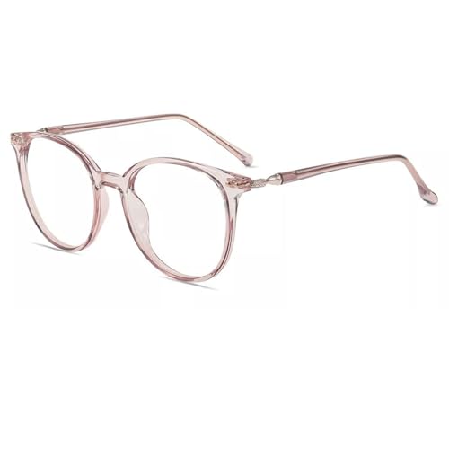 Image of Firmoo Oversize Blue Light Glasses, Unisex Chic Large Round Computer Reading Glasses Reader Anti Glare Anti Eyestrain (Pink Clear 0.0x)