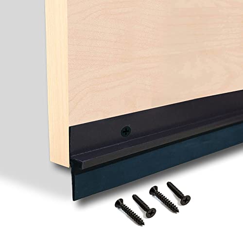 Image of Bunny Shop Door Bottom Seal (92cm /36.2 inch) Aluminium Plate with Black Rubber, 3 feet Length with Screw (Bottom Seal)(Brown Color)