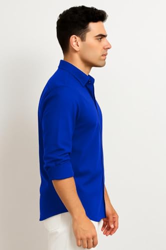 Image of Men's Casual Cotton Blend Shirt | Regular Fit | Full Sleeve | Solid Design