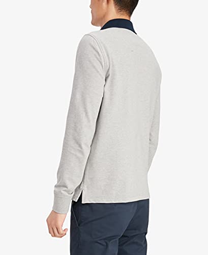 Tommy Hilfiger Men's Long Sleeve Flag Polo Shirt In Regular Fit, B10 Grey Heather, Xl #TOP1