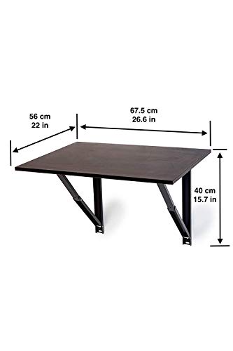 Image of INVISIBLE BED Folding Wooden Wall Mounted Study Desk, Foldable Laptop /Office Table with Free Wallshelf (Dark Walnut Finish - 67.5cm x 56cm) - 100% Made in India