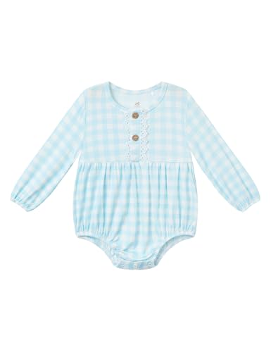 Bamboo Viscose Baby Girl Bubble Romper Infant Long Sleeve Ruffled Bodysuit