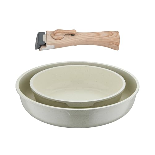 Bergner Click&Cook Juego de 2 Sartenes Ø22Ø26cm Aluminio fundido Blanco + Mango desmontable