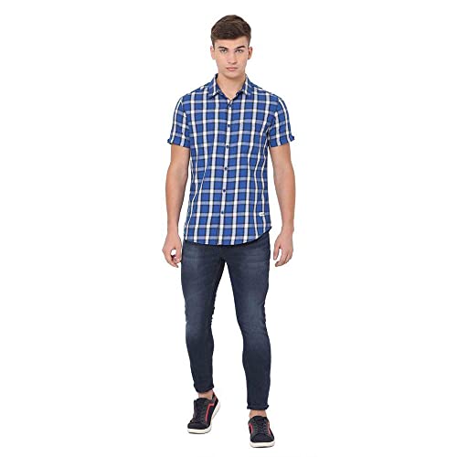 Image of Spykar Men's Checked Slim Fit Shirt