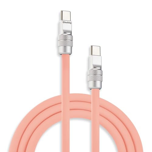 Image of chubbycable Chubby 2.0 Fast Charging Cable Durable Soft Silicone USB C Cable 240W Extra Thick Charger Cord Compatible with iPhone 17-15 Series iPad, Pink, Type-C to Type-C, 3.3 FT