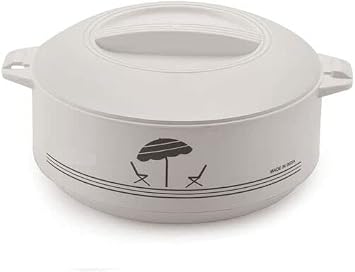 Insulated Casserole HotPot Thermal Serving Bowl Keeps Food Hot or Cold for Long hours, Outer Body of Plastic Inside Body of Stainless Steel, Capacity 2000ml White
