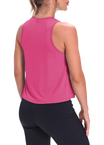 Image of Mippo Crop Tops for Women Womens Workout Tops Flowy Cropped Tank Tops Athletic Shirts