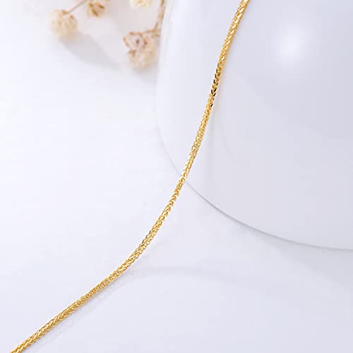 SISGEM Solid 14K Gold Wheat Chain Necklace Jewelry for Women, Yellow Gold Shiny Braided Wheat Chain Necklace with Lobster Claw Clasp, 16inch - Image 4