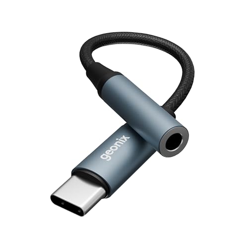 Image of Geonix Befit AX7 Type C to 3.5mm AUX Adapter | Built-in DAC | Mic & Audio Support | Plug & Play | Nylon Braided & Aluminum Alloy | Compatible with Smartphones, Tablets & Laptops