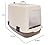 Maibloom Cat Litter Tray with Hood - Easy to Clean, Spacious and Odorless Litter Box for Kittens and Adult Cats/Beige