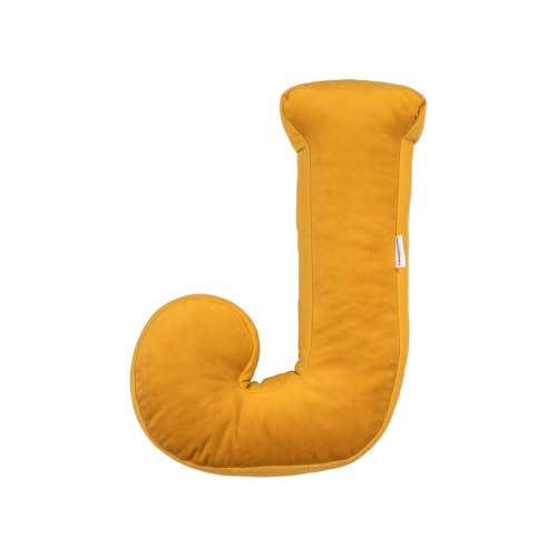 Image of vctops Soft Velvet Letter Pillow English Alphabet A to Z Letter Decorative Throw Pillow for Kids Room Nursery Decor (J,16"x13.5")