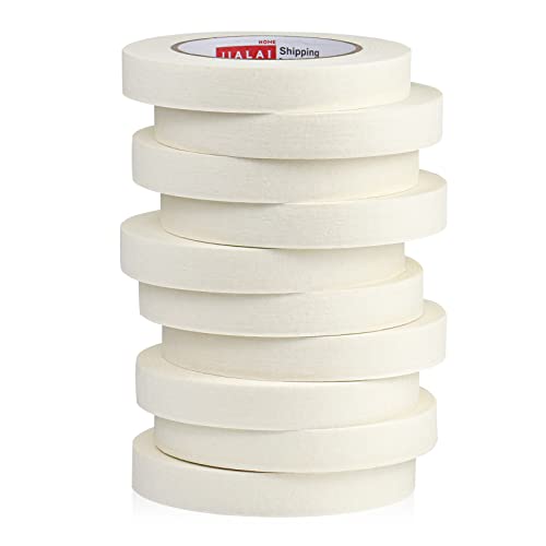 White Masking Tape 10 Pack, Normal Objective Beige Painters Tape 0.75 inch x 60 Yards (600 Yards Complete), for Primary Portray, Residence, Workplace, Faculty Stationery, Arts, Crafts and Ornament