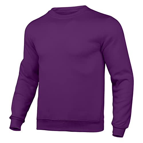 Suéter para hombre Suéter Slim Casual Liso Cuello Redondo Suéter Top Color Cuello Redondo Chaqueta Larga Bolsillo Manga Larga Blusa para Hombre, morado, M