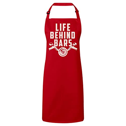 Tablier rouge Life Behind Bars anti-taches pour cuisinier motard