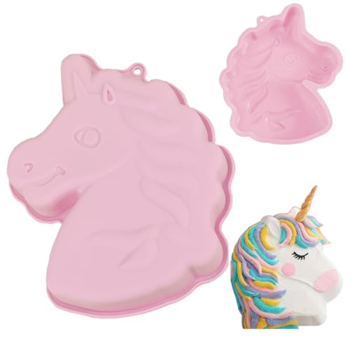 Molde de silicone unicórnio 3D para bolo, molde para assar de unicórnio em rosa, flexível e antiaderente para bolos, chocolate e gelatina, ideal para festas infantis e aniversários mágicos