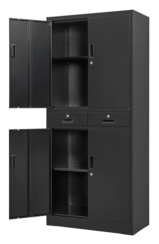 Metal Storage Cabinet with Shelves and Drawers
