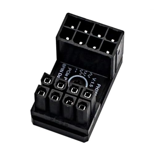 Jrifedptry Adaptador de fuente de alimentación para tarjeta gráfica, codo 180°, conector de dirección PCI-E de 8 pines giratorio PH38B+