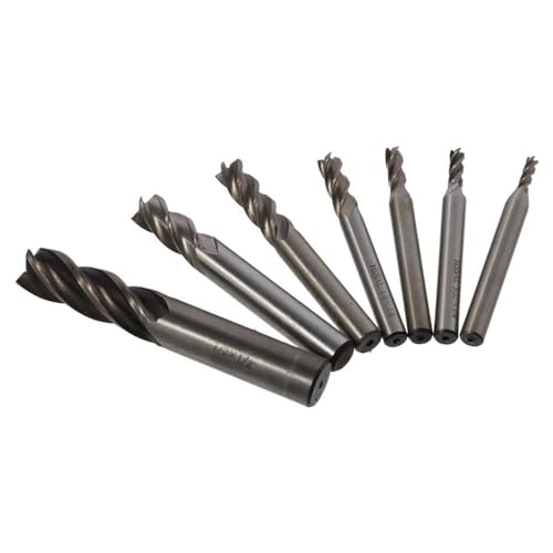 Image of Cutting Milling Tools 8Pcs 1 /16 inch-1 /2 inch Durable Silver Mill Tool Cutters Practical 4-Flute End Mill Bits Wood Aluminum Steel Titanium