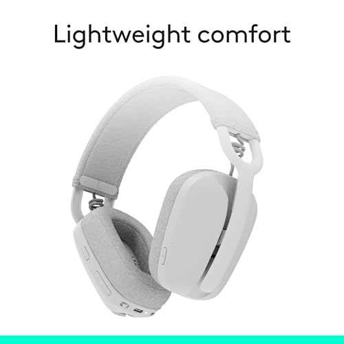 Logitech Zone Vibe 100 Wireless Over Ear Headphones - Off White | Lightweight, over ear, advanced multipoint Bluetooth, works with Teams, Google Meet, Zoom, Mac/PC - image 7