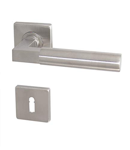 Preisvergleich Produktbild Edelstahl Türbeschlag Baustil 3503 R BB Quadrat Türdrücker Türklinke Türgriffe
