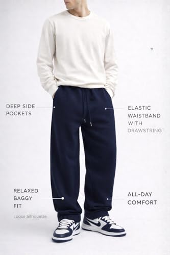 Image of Rockwell Men's Baggy Sweatpants | Cotton Terry Relaxed Fit Joggers for Men | Oversized Streetwear Track Pants | Casual Gym & Everyday Wear| 007