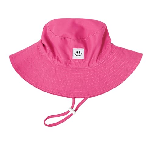 Baby Toddler Sun Hat,Kids Summer UPF 50+ Foldable Beach Bucket Hat for Boys Girls Children 2-4 Years Rose Red