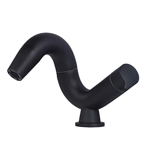 Preisvergleich Produktbild Wistum Waschtischarmatur Schwarz matt, Waschtischbatterie Waschbecken Bad Wasserhahn Einhebelmischer Schwenkauslauf matt schwarz