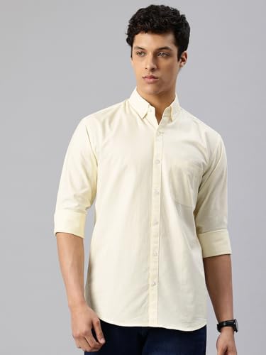 Image of Majestic Man Men's Solid Pure Cotton Casual Shirt - Slim Fit | Full Sleeves | Soft & Breathable Fabric